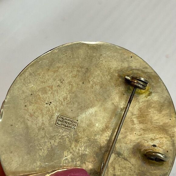 Mexican Aztec Calendar Alpaca Sun Stone Brooch Pin - Picture 4 of 6